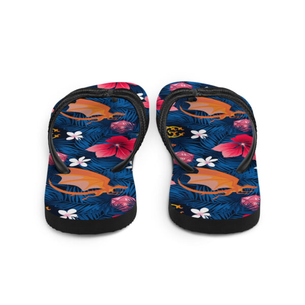 Dark Dragon Hawaiian Print Flip-Flops - Image 3
