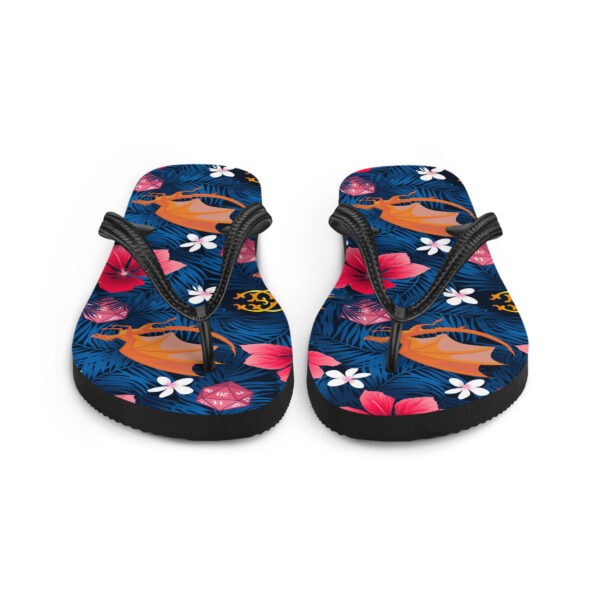 Dark Dragon Hawaiian Print Flip-Flops - Image 4