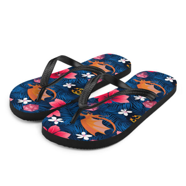 Dark Dragon Hawaiian Print Flip-Flops - Image 2