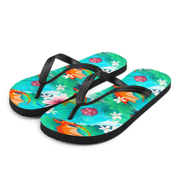 Dragon Hawaiian Print Flip-Flops