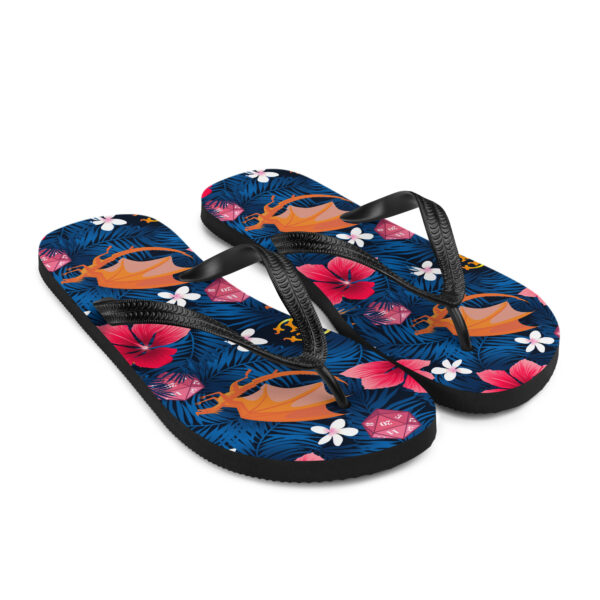 Dark Dragon Hawaiian Print Flip-Flops - Image 7