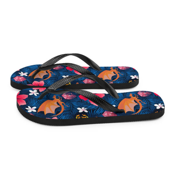 Dark Dragon Hawaiian Print Flip-Flops - Image 5
