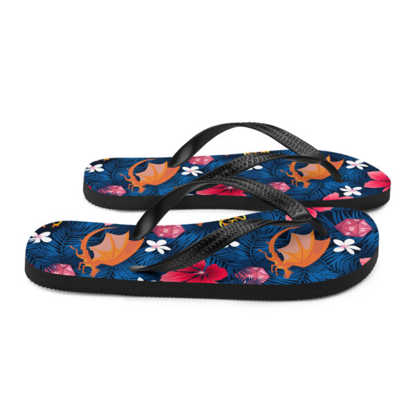 Dark Dragon Hawaiian Print Flip-Flops - Image 6