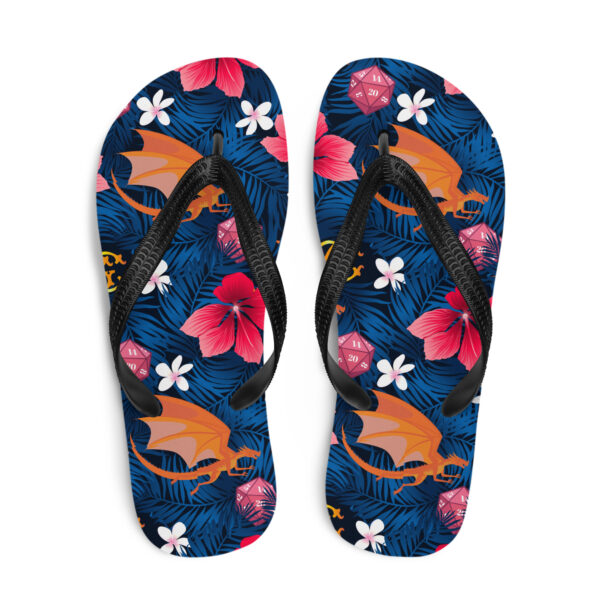Dark Dragon Hawaiian Print Flip-Flops